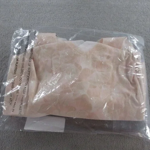 Evelyn Bobbie Defy Bra Mesh Champagne Ginko Women Large Wireless Comfort Support - Picture 3 of 6